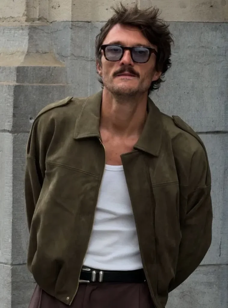 22 Fall Jackets Outfit Ideas for Men to Layer Up in Style 16 a man wearing a Olive Suede Blouson Over a Ribbed Tank